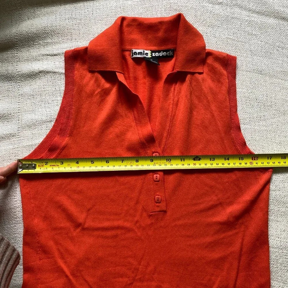JAMIE Sadock Lightweight Knit Golf Polo  Tank Top Size M Orange - Picture 8 of 9